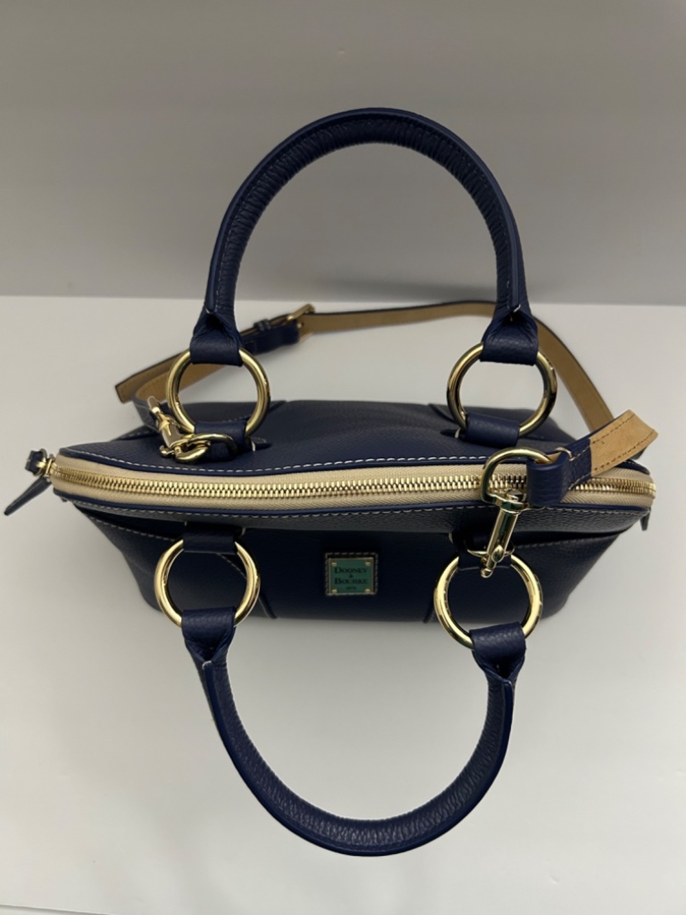 Dooney & Bourke Lucca Pebble Leather Satchel with Crossbody Strap Marine Blue - Picture 7 of 12